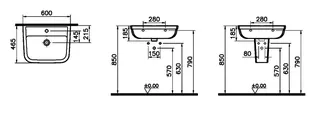 sanibel 3001-Waschtisch A16 600x465mm mit CLEAN eckig weiß – Bild 2