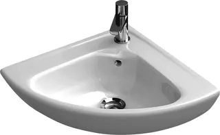 VB Eck-Handwaschbecken Compact O.novo 415x415mm VK 1HL. m. ÜL. Weiß Alpin