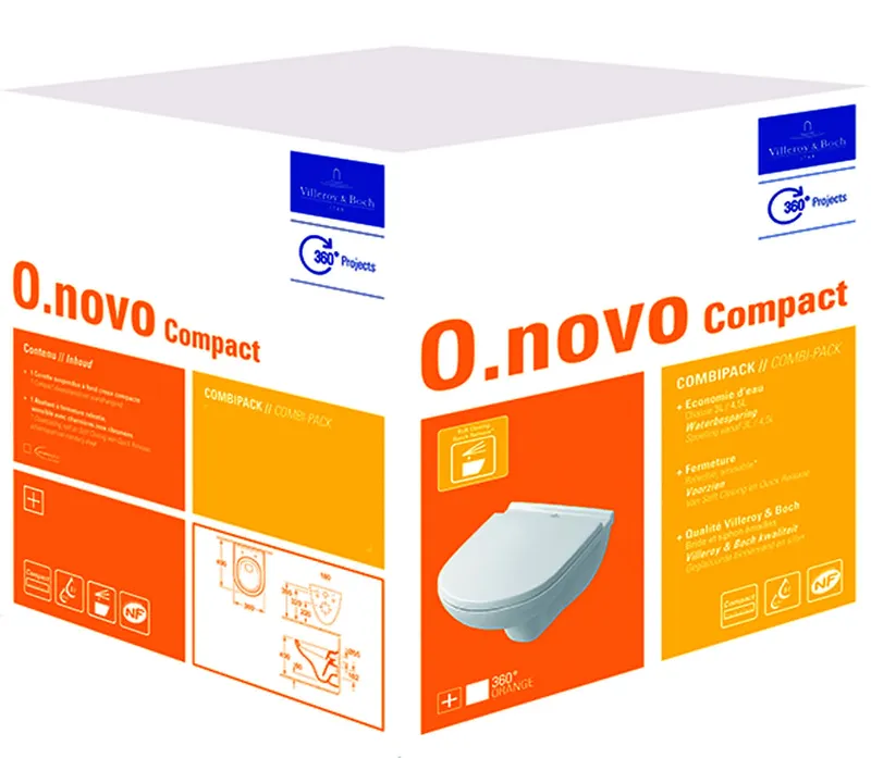 Villeroy & Boch Combi-Pack O.novo 360x490x330mm ov wandh. Abg. waagr. Weiß Alpin cplus