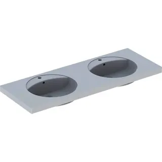 Geberit Preciosa Doppelwaschtisch, 130x55cm mit Hahnloch, mit Überlauf, weiß – Bild 2