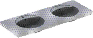 Geberit Preciosa Doppelwaschtisch, 130x55cm mit Hahnloch, mit Überlauf, weiß, KeraTect
