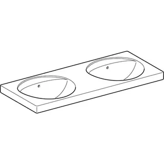 Geberit Preciosa Doppelwaschtisch, 130x55cm ohne Hahnloch, mit Überlauf, weiß – Bild 3
