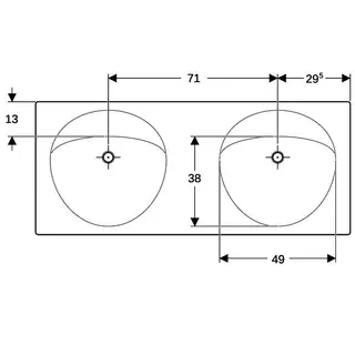 Geberit Preciosa Doppelwaschtisch, 130x55cm ohne Hahnloch, mit Überlauf, weiß – Bild 5