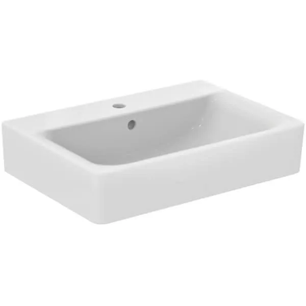 Ideal Standard Waschtisch Connect Cube, 1 Hahnloch, mit Überlauf, 650x460x175mm, Weiß