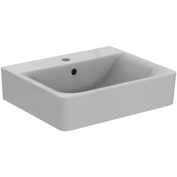 Ideal Standard Waschtisch Connect Cube, 1 Hahnloch, mit Überlauf, 550x460x175mm, Weiß mit Ideal Plus