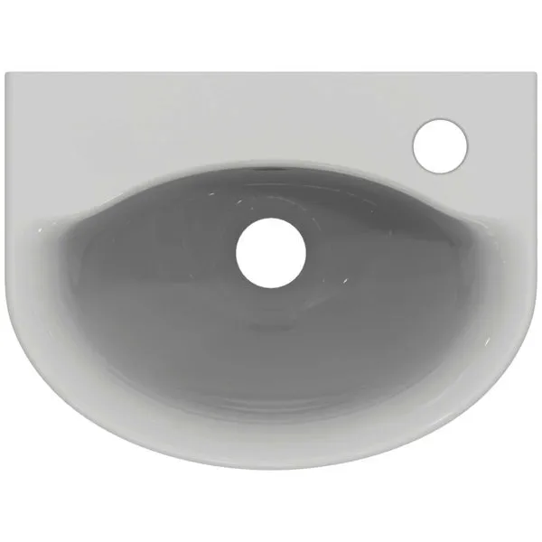 Ideal Standard Handwaschbecken Connect Arc, 1 Hahnloch, mit Überlauf, 350x260x155mm, Weiß m. Ideal Plus