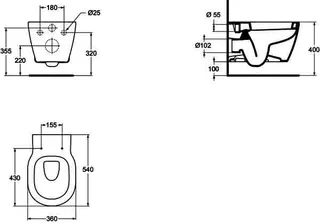 Ideal Standard Wandtiefspül-WC Connect, 360x540x340mm, Weiß – Bild 5