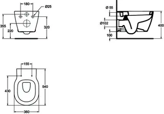 Ideal Standard Wandtiefspül-WC Connect, 360x540x340mm, Weiß mit Ideal Plus – Bild 5