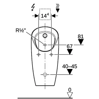 Geberit Preda Urinal, für UP-Strg. Zulauf hinten, weiß – Bild 4