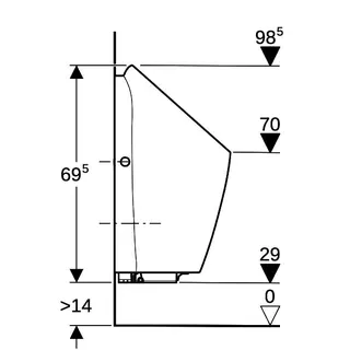 Geberit Preda Urinal, mit integr. Strg. Gen. Zulauf hinten, weiß – Bild 5