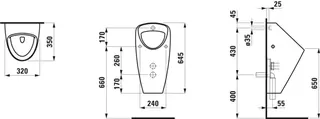 Laufen Absaugeurinal CAPRINOPLUS 350x320x645 Zulauf innen o. Steuerung o.Fliege weiß – Bild 2