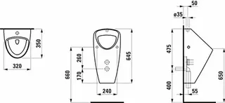 Laufen Absaugeurinal CAPRINOPLUS 350x320x645 Zulauf außen o. Steuerung o.Fliege we – Bild 2