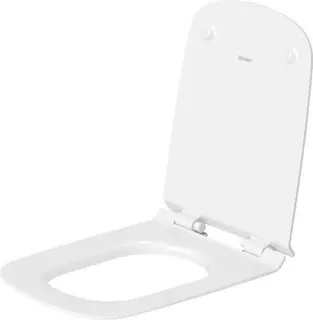 Duravit WC-Sitz DuraStyle ohne SoftClose Scharniere edelstahl, lang, weiß – Bild 4