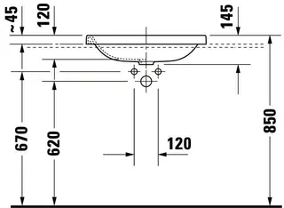 Duravit Einbauwaschtisch DuraStyle 600 mm EB v.oben, o.ÜL, o.HLB, weiß – Bild 3