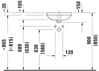 Duravit Einbauwaschtisch DuraStyle 370 mm EB v.unten, m.ÜL, o.HLB, weiß – Bild 3