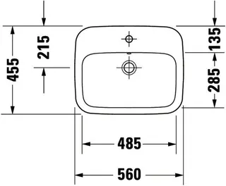Duravit Einbauwaschtisch DuraStyle 560 mm EB v.oben, m.ÜL, m.HLB, 1 HL, weiß WG – Bild 3