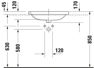 Duravit Einbauwaschtisch DuraStyle 615 mm EB v.oben, m.ÜL, m.HLB, 1 HL, weiß – Bild 4