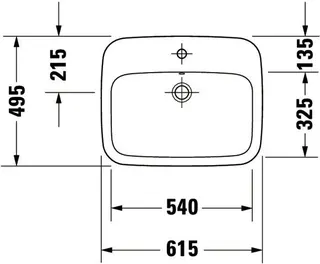 Duravit Einbauwaschtisch DuraStyle 615 mm EB v.oben, m.ÜL, m.HLB, 1 HL, weiß WG – Bild 3