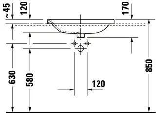 Duravit Einbauwaschtisch DuraStyle 615 mm EB v.oben, m.ÜL, m.HLB, 1 HL, weiß WG – Bild 4