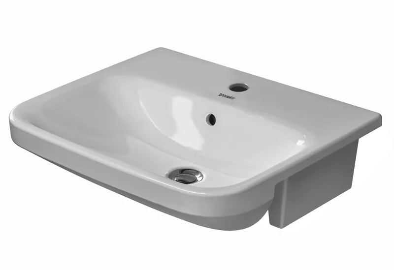 Duravit Halbeinbauwaschtisch DuraStyle 550 mm mit ÜL, mit HLB, 1 HL, weiß