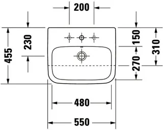 Duravit Halbeinbauwaschtisch DuraStyle 550 mm mit ÜL, mit HLB, 1 HL, weiß – Bild 3