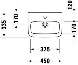 Duravit Handwaschbecken DuraStyle 450 mm ohne ÜL, mit HLB, 1 HL, weiß – Bild 4