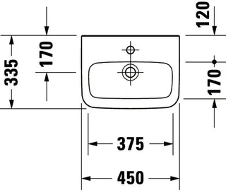 Duravit Handwaschbecken DuraStyle 450 mm ohne ÜL, mit HLB, 1 HL, weiß WG – Bild 4