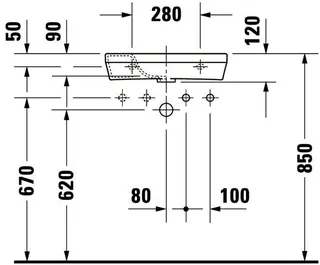 Duravit Handwaschbecken DuraStyle 500 mm ohne ÜL, mit HLB, HL links, weiß – Bild 4