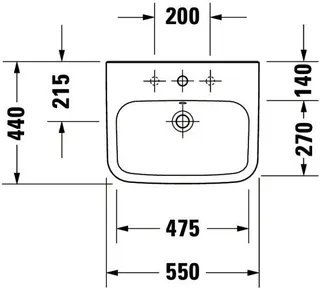 Duravit Waschtisch DuraStyle 550 mm mit ÜL, mit HLB, 1 HL, weiß – Bild 3