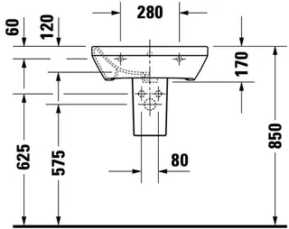 Duravit Waschtisch DuraStyle 550 mm mit ÜL, mit HLB, 1 HL, weiß – Bild 5