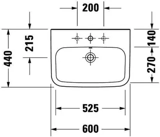 Duravit Waschtisch DuraStyle 600 mm mit ÜL, mit HLB, 1 HL, weiß – Bild 5