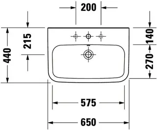 Duravit Waschtisch DuraStyle 650 mm mit ÜL, mit HLB, 1 HL, weiß – Bild 4