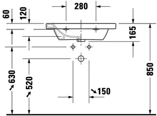 Duravit Möbelwaschtisch DuraStyle 650 mm mit ÜL, mit HLB, 1 HL, weiß – Bild 4