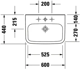 Duravit Waschtisch DuraStyle Med 600 mm ohne ÜL, mit HLB, 1 HL, weiß – Bild 5