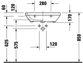 Duravit Waschtisch DuraStyle Med 600 mm ohne ÜL, mit HLB, ohne HL, weiß – Bild 3