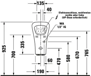 Duravit Urinal Durastyle, Zulauf von hinten f.Netzanschluss, o.Fliege, weiß WG – Bild 5