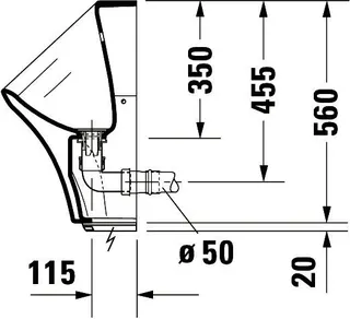 Duravit Urinal Durastyle, Zulauf von hinten rimless, f.Netz, o.Fliege, weiß – Bild 4