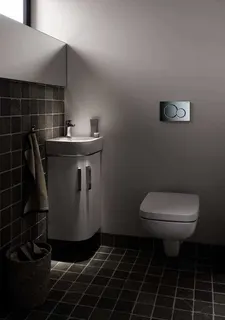 Geberit Renova Compact Eck-HWB, 45x39,5cm mit Hahnloch, mit Überlauf, weiß, KeraTect – Bild 3