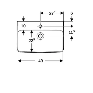 Geberit Renova Compact Waschtisch, 55x37cm mit Hahnloch, mit Überlauf, weiß – Bild 5