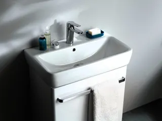 Geberit Renova Compact Waschtisch, 60x37cm mit Hahnloch, mit Überlauf, weiß, KeraTect – Bild 4