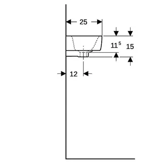 Geberit Renova Compact HWB, verk. Ausladung 40x25cm, Hl. rechts, mit Überlauf, weiß, Tect – Bild 4