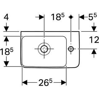 Geberit Renova Compact HWB, verk. Ausladung 40x25cm, Hl. rechts, mit Überlauf, weiß, Tect – Bild 5
