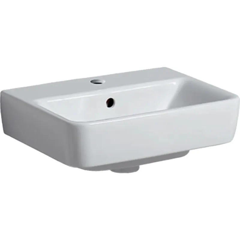 Geberit Renova Compact HWB, 45x34cm mit Hahnloch, mit Überlauf, KeraTect