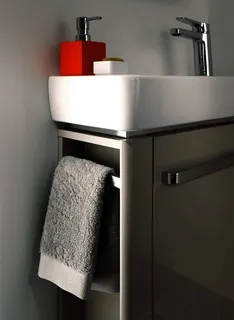 Geberit Renova Compact HWB, verk. Ausladung Ablg., 50x25cm, Hl. rechts, mit Überlauf, weiß Tect – Bild 3