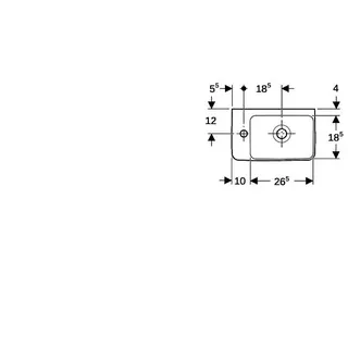 Geberit Renova Compact HWB, verk. Ausladung 40x25cm, Hl. links, mit Überlauf, weiß – Bild 5