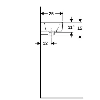 Geberit Renova Compact HWB, verk. Ausladung 40x25cm, Hl. links, mit Überlauf, weiß, KeraTect – Bild 5