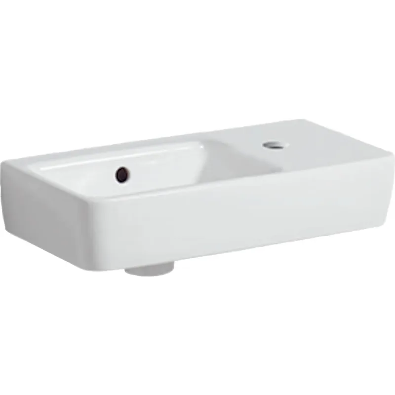 Geberit Renova Compact HWB, verk. Ausladung 50x25cm, Hl. rechts, mit Überlauf, weiß