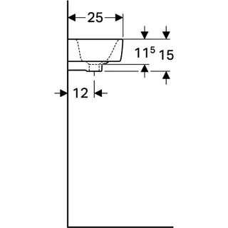 Geberit Renova Compact HWB, verk. Ausladung 50x25cm, Hl. rechts, mit Überlauf, weiß, Tect – Bild 4