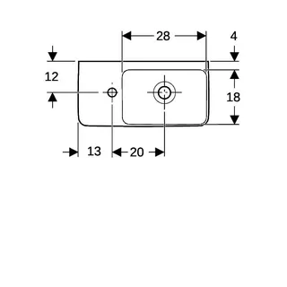 Geberit Renova Compact HWB, verk. Ausladung 50x25cm, Hl. links, mit Überlauf, weiß – Bild 5