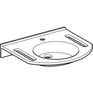 Geberit Publica Waschtisch, rundes Design, m. Auss. 60x55cm, mit Hahnloch, ohne Überlauf, weiß – Bild 3
